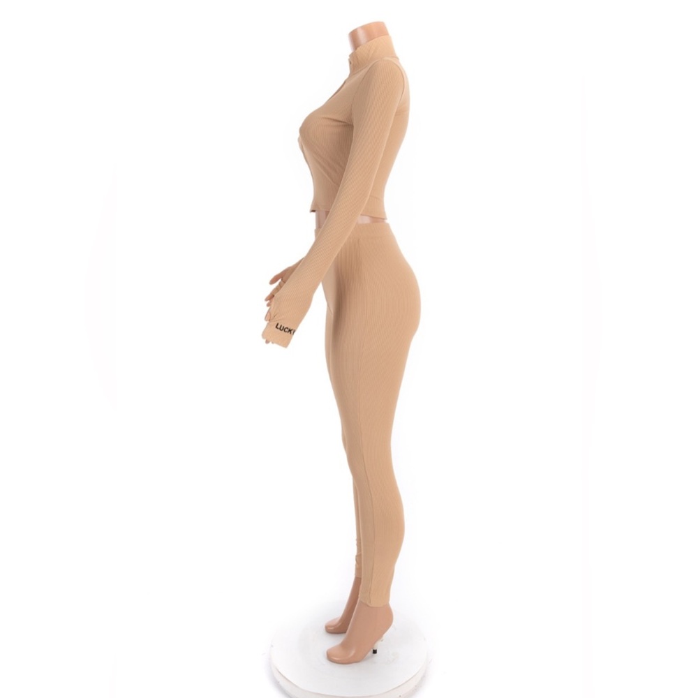 Athletic So Risque Tan Ribbed Set - Picture 3 of 4